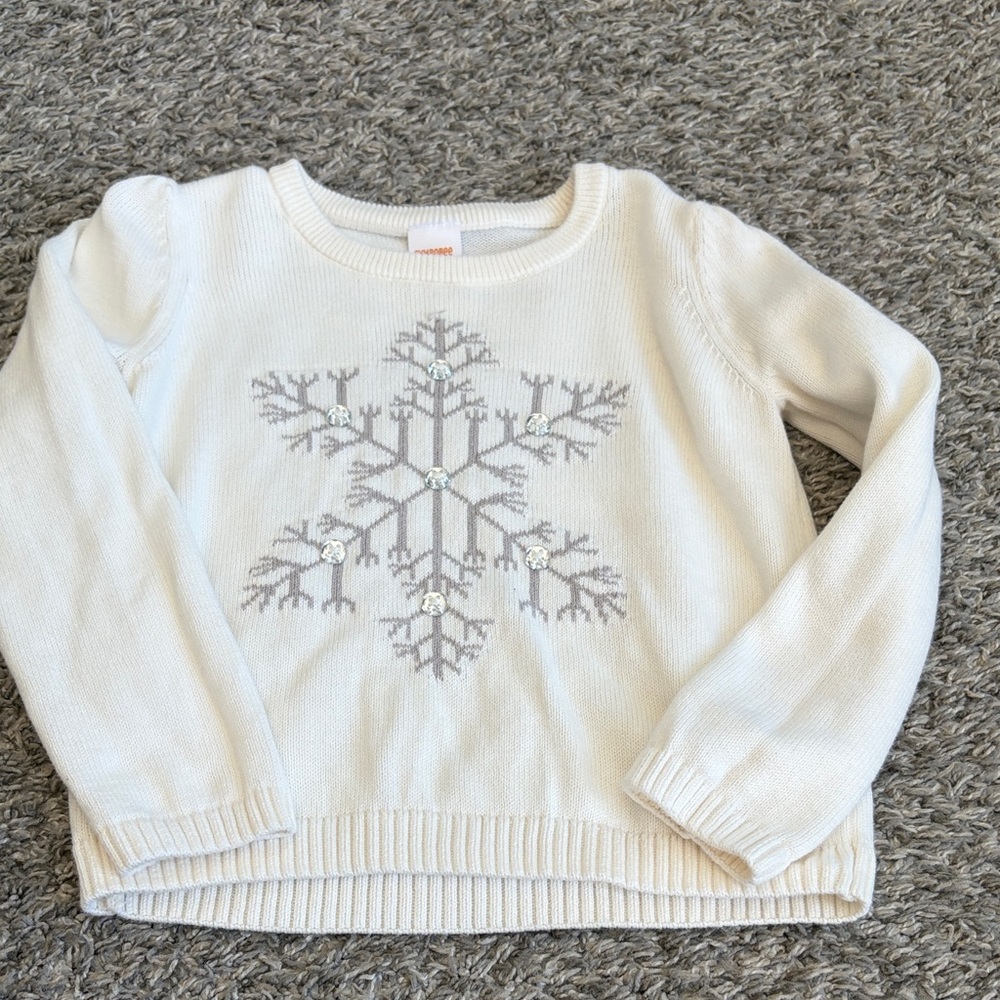 4T toddler girl snowflake print sweater long sleeve